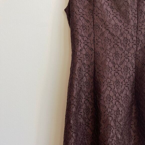 Brown Lace Mini Shift Dress - Small - Picture 4 of 11